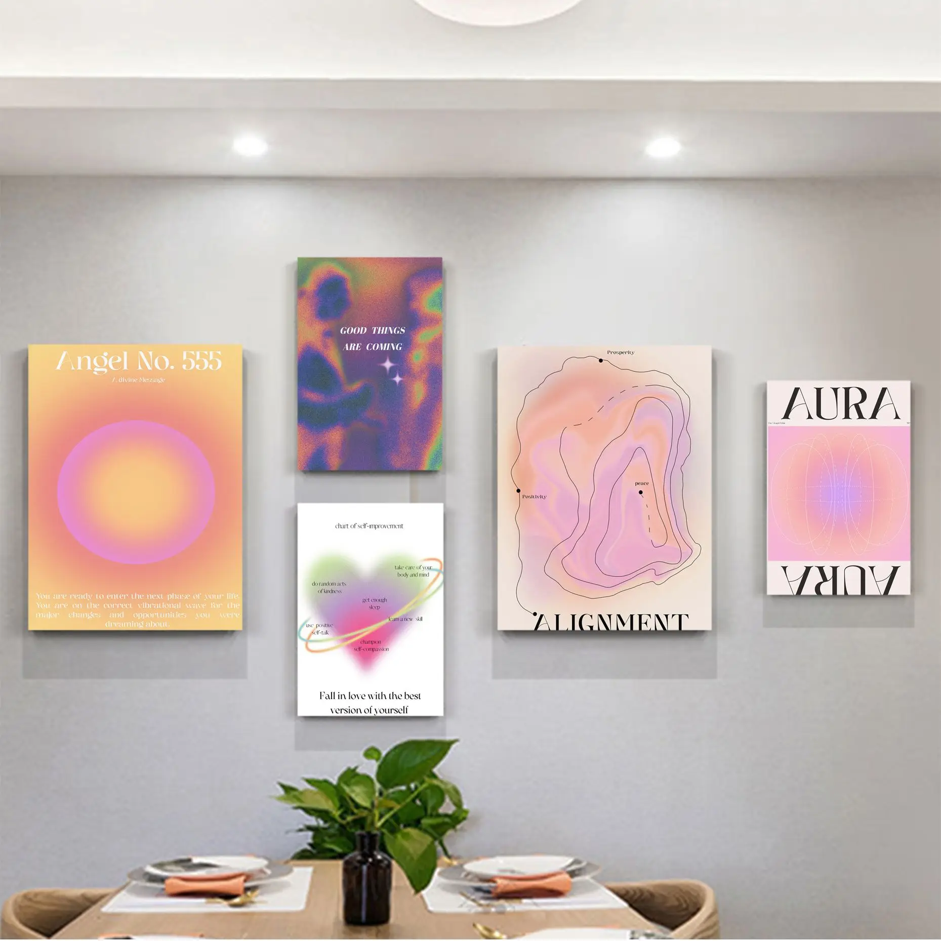 

Gradient Aura Wall Art Abstract Poster Divine Spiritual Anime Posters Whitepaper Sticker DIY Room Bar Cafe Art Wall Painting