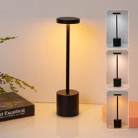 Simple Rechargeable Touch Metal Table Lamp Three Colors Bedside Creative Ambient Light Bar Indoor Decoration LED Night Light 1