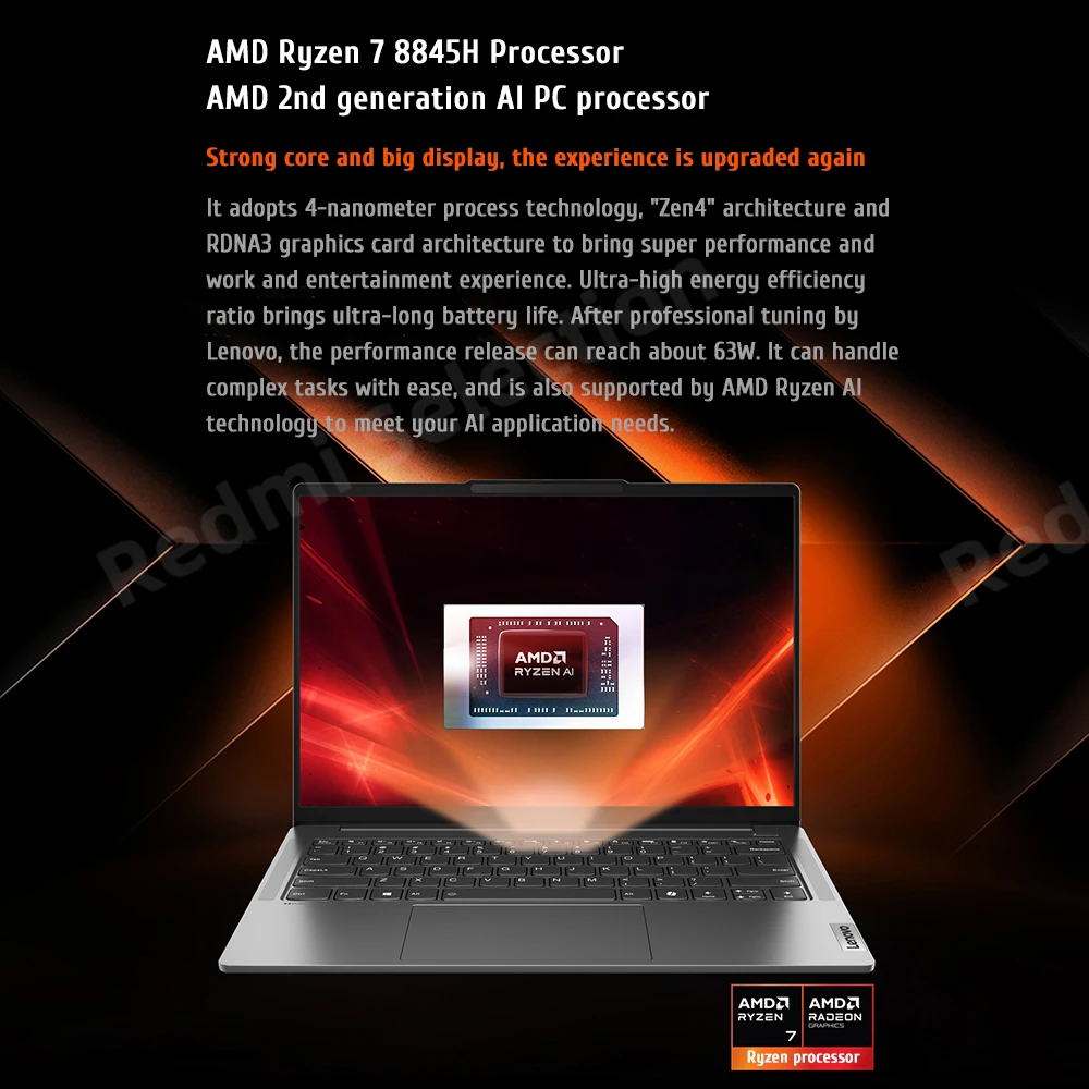 Lenovo laptop 2024 Xiaoxin Pro 14 AI Ultrabook Ryzen 7 8845H 24GB/32GB LPDDR5X 1T/2T SSD 14-inch 120Hz Screen Notebook PC 3