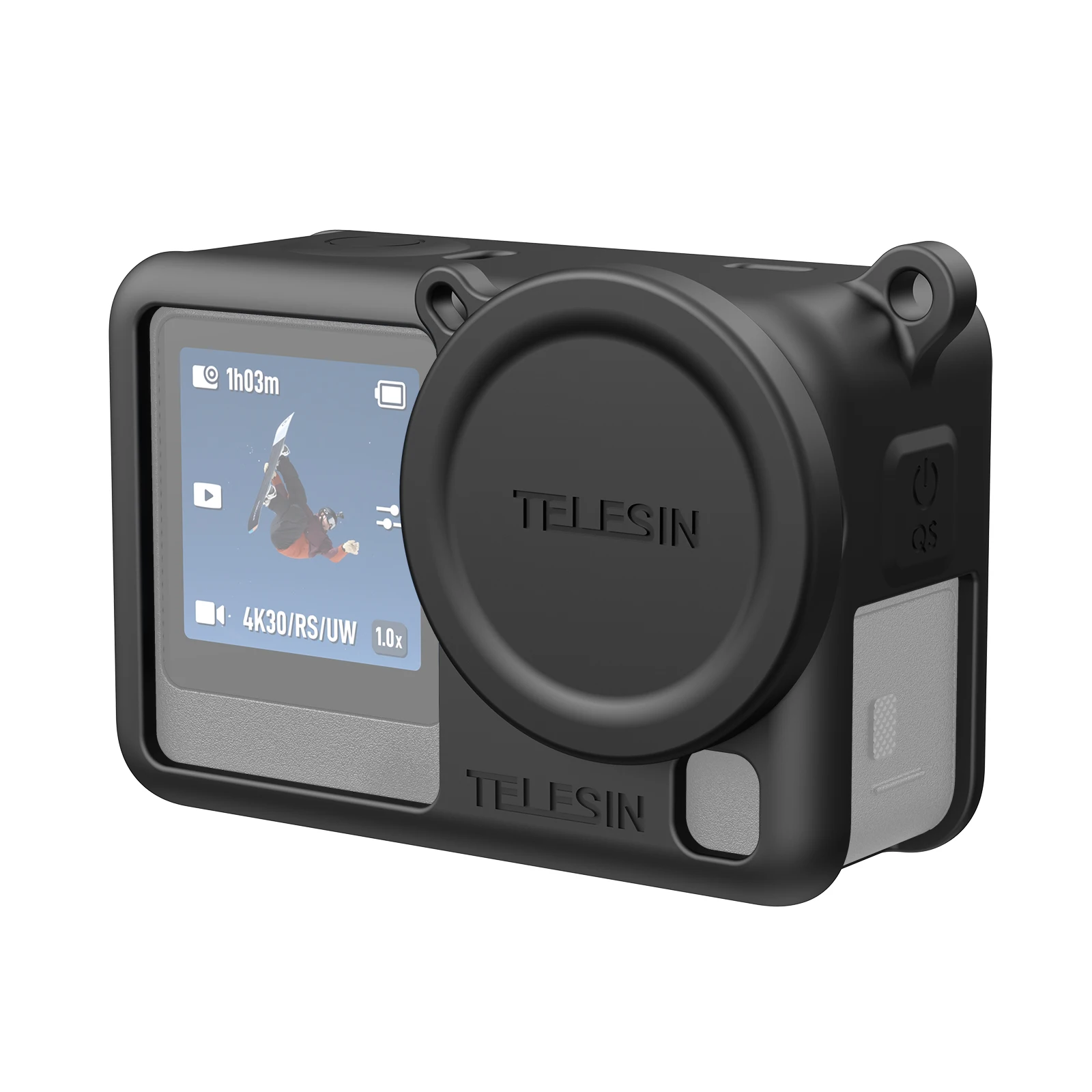TELESIN Silicone Protective Case with Lens Cap and Safety Hand Rope - Drop Proof Cover