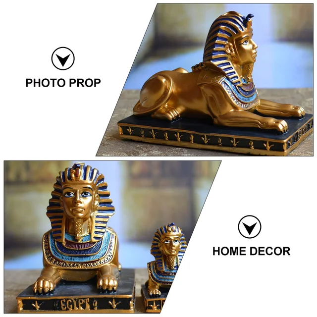 Egyptian sphinx statue figurine sculpture decoration resin egypt decor ancient pharaoh figure mythology god statues gold