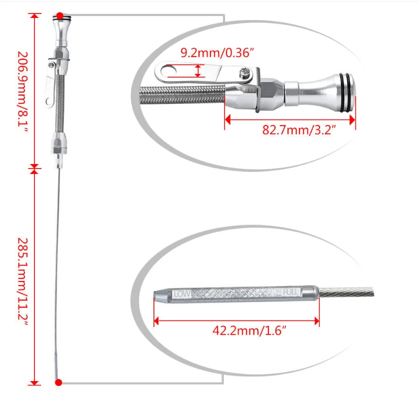 Flexible Engine Oil Dipstick For Pre-79Early Chevrolet SBC Chevy 265 283 327 350 Driver Side