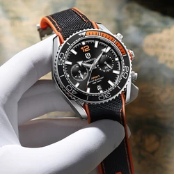 Men's Sports Chronograph Watch with Rotatable Bezel - Waterproof Silicone Strap, Luminous Dial, and Calendar Function - No (Black)