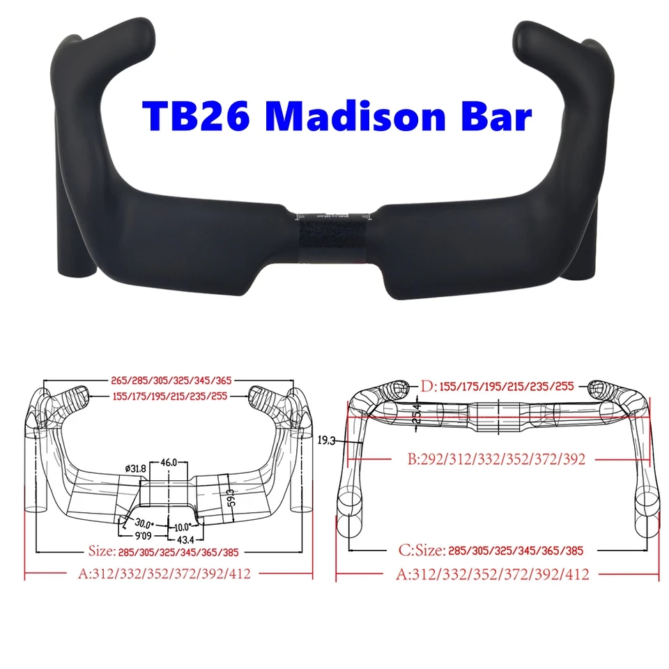 BIKEDOC TB26 Aero Track Handlebar Cycling Sprint Match Bent Handle