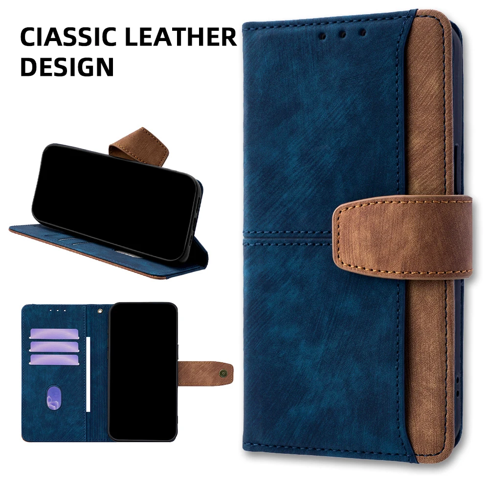Stylish Contrasting Color Leather Phone Case Cover