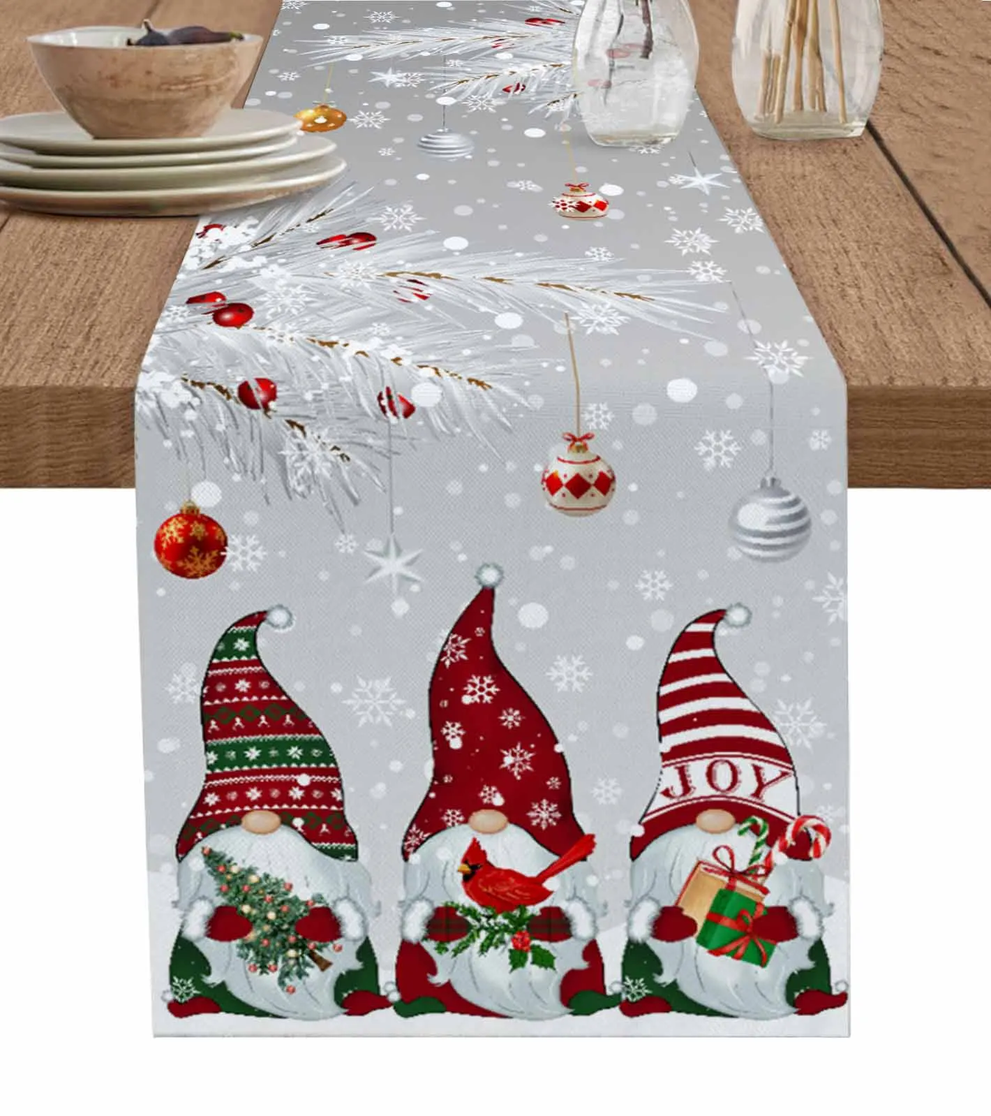 

Рождественская настольная дорожка из хлопка и льна, свадебная настольная декоративная настольная дорожка для кухни