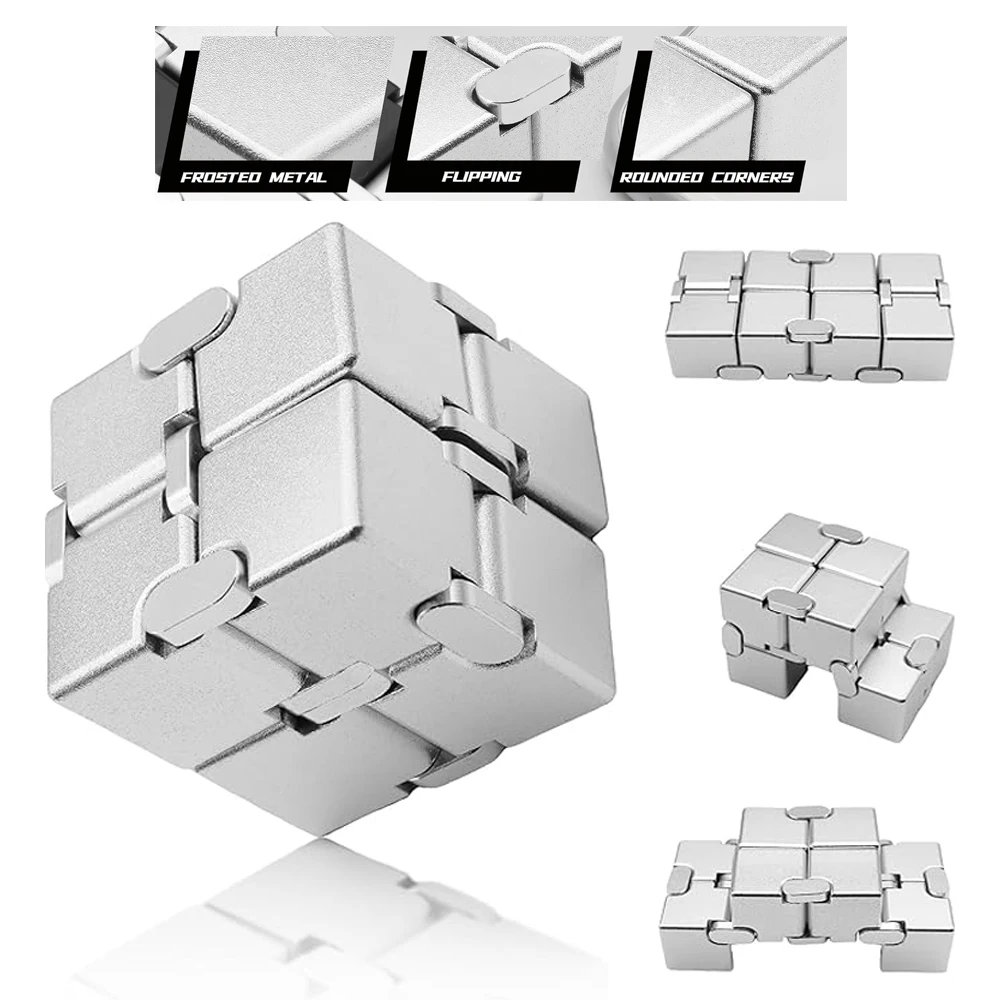 Fidget Infinity Cubes Metal Desk Fidgets Hand Toys for Anxiety ADHD EDC Stress Relief Sensory Toys Kids Adults Teens