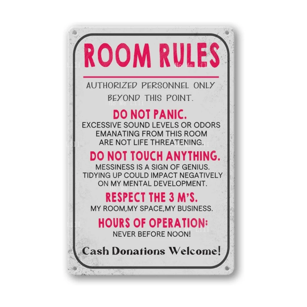 

Знак правил комнат для девочек-подростков, декор для спальни, игровой комнаты, двери, комнатный декор, Настенная табличка в стиле спальни, металлические жестяные знаки