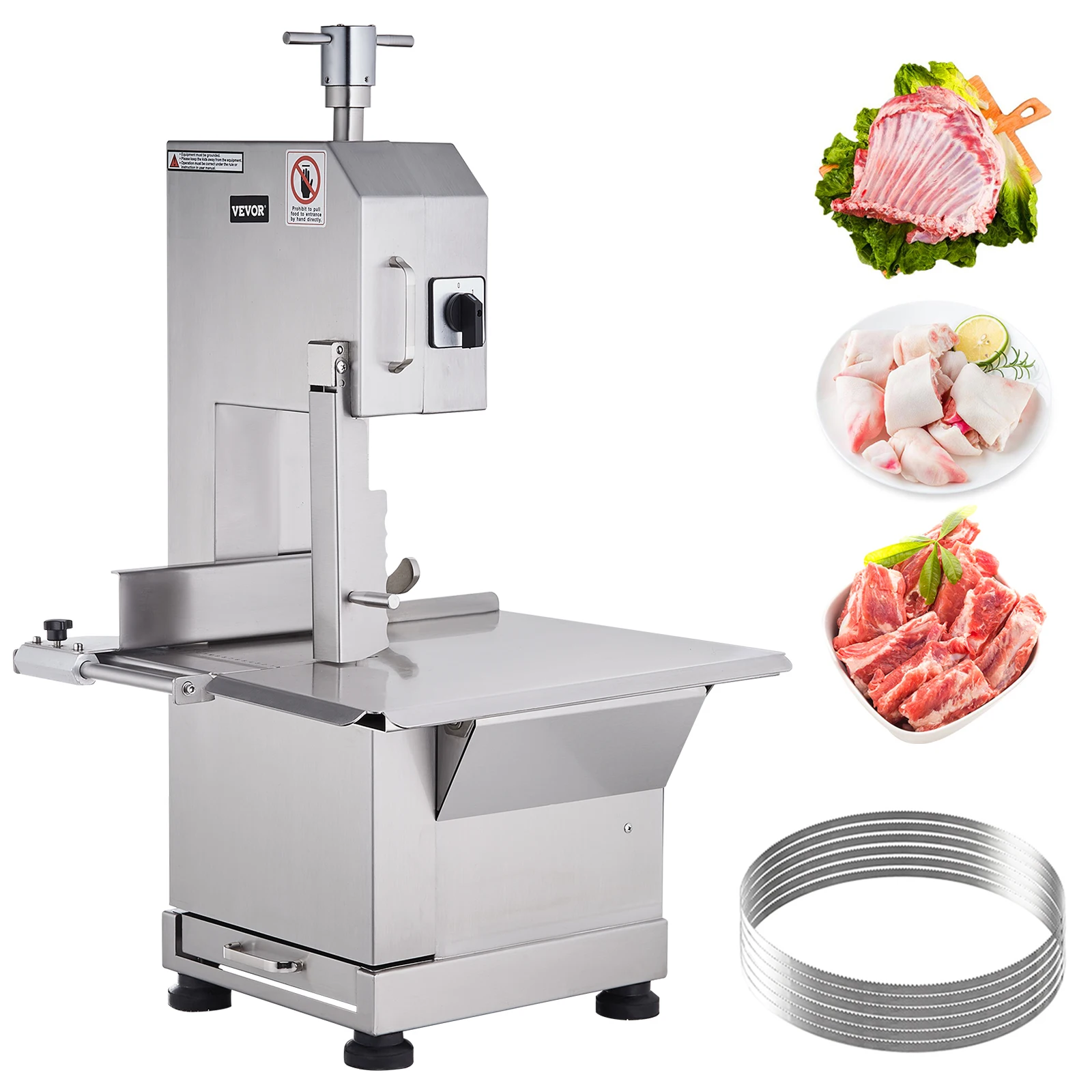 Succebuy Electric Bone Cutting Sawing Automatic Machine Commercial Tabletop Stainless Steel Bandsaw Bone Cutter for Home Kitchen