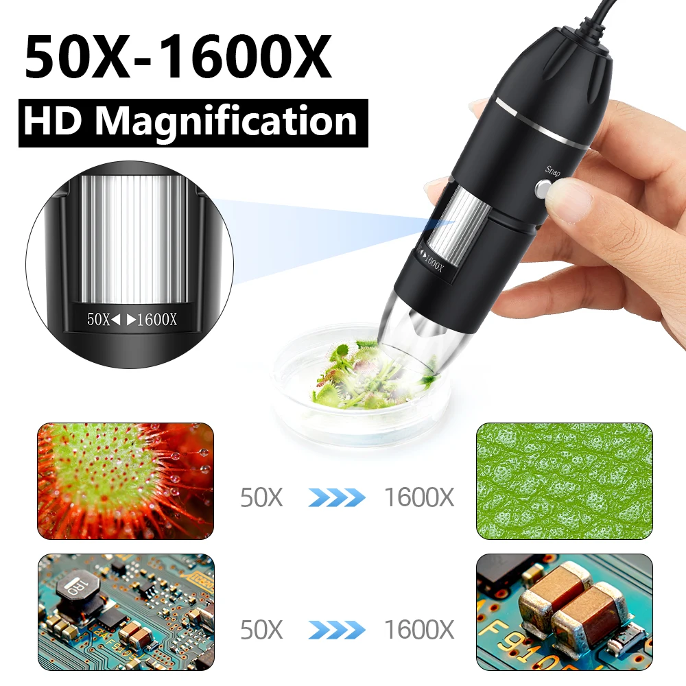 1600X Digitale Microscoop Camera 3in1 Type-C USB Draagbare Elektronische Microscoop for Solderen LED Vergrootglas for Mobiele Telefoon Reparatie(1000X