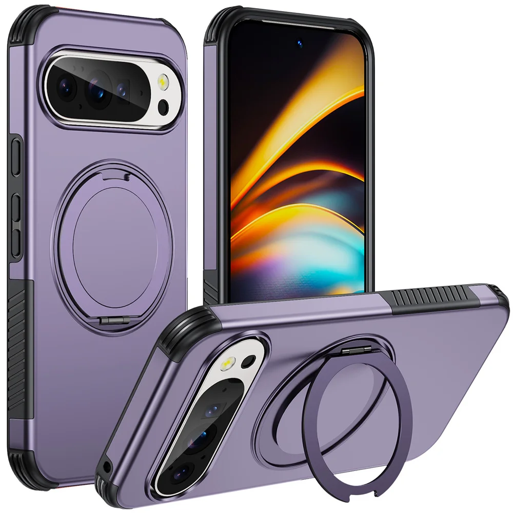 Luxury Magnet Rotating Fold Stand Magnetic Phone Case with Non-Slip Shockproof Armor Cover