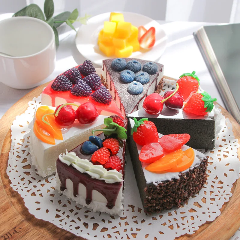 Food Model 6PCS Simulation Cake Life Like Fruit Bread Cute Fake Food Ins Photo Prop Home Kicthen Decoration Wedding Party Dessert Ornaments
