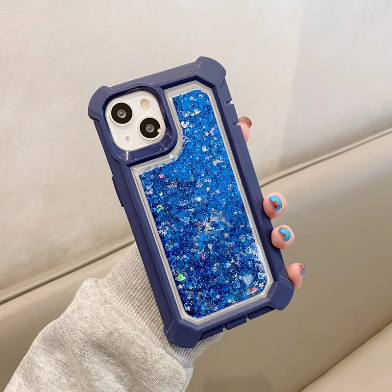 Clear Glitter Quicksand Phone Cases For iPhone 12 11 Pro Max XS X XR 7 8 6  Plus Cover 3 in 1 Heavy Duty Protect Shockproof Case - AliExpress