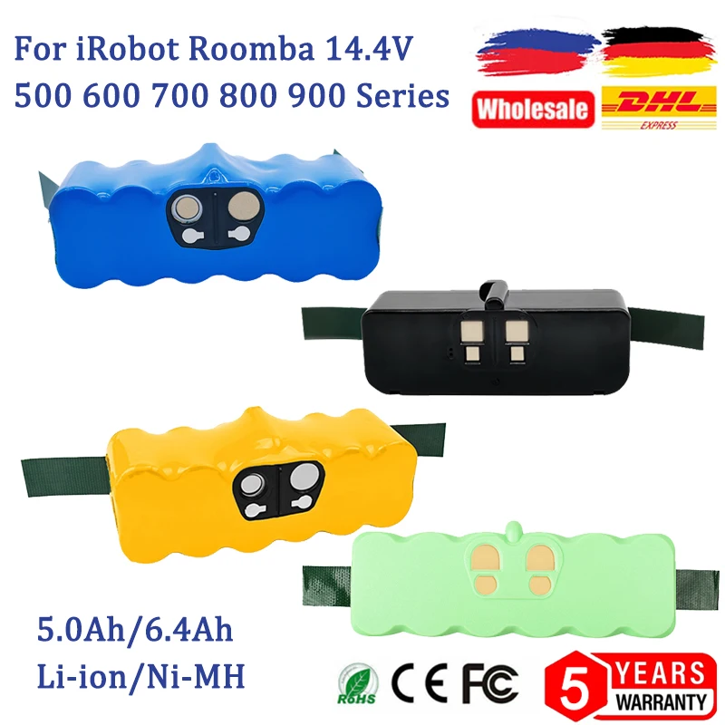 Per Irobot Roomba 500 6400Mah 14.4V 5000Mah Batteria Roomba 600 700 800 620 Serie Aspirapolvere Irobot Roomba 650 770 780 580