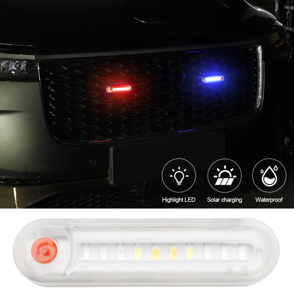 Solar Power Car Warning Light LED Flashlight Car Motorcycles Alarm Lamp In-Night Caution Strobe Warning Light Running Lamp