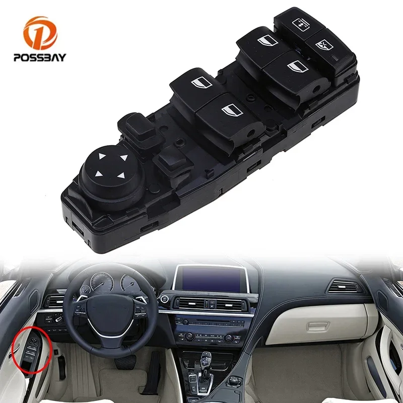 

POSSBAY Black Car Window Lifter Switch 61319241956 6131 9241 956 Interior Accessories for BMW 6-Series F06 Gran Coupe 2011-2017