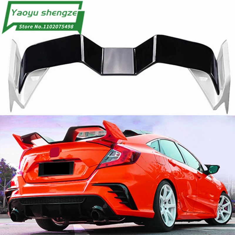 

For Honda Civic Spoiler 2016 2017 2018 yofer Style Car Decoration Rear Roof Tail Wing ABS Plastic Black Pattern Spoiler