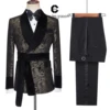 Cenne Des Graoom 2023 New Men's Suit Paisley Tuxedo For Wedding Double Breasted Shawl Velvet Lapel Jacket 2 Pieces With Belt 1