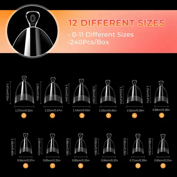 240Pcs Short Almond Nail Tips Half Cover Acrylic False Nails With Handles Press On Nails Extension Home DIY Nail Salon With Box 2