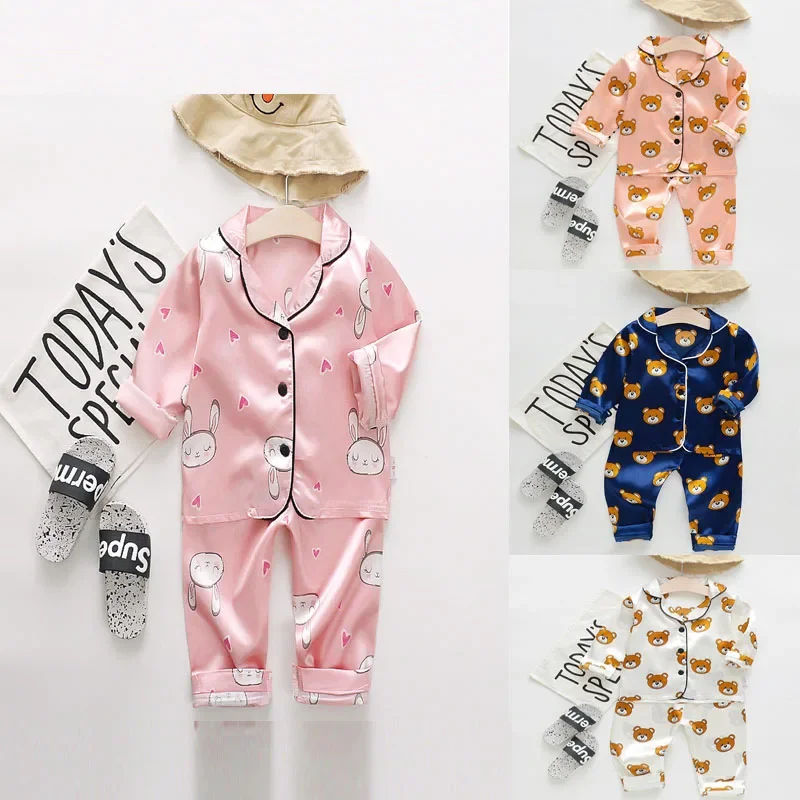 Children's Pajamas Set Baby Girl Clothes Loungewear Pyjama Enfant Fille Kids Easter Rabbit Sleepwear Tops+Pant Boy Clothes Sets