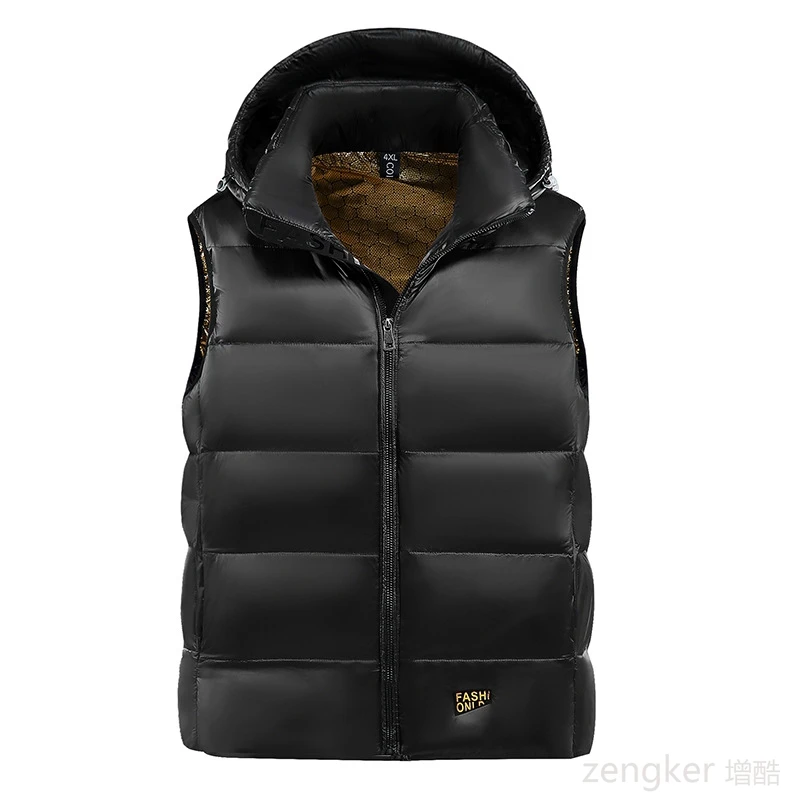 Plus Size Down Vest Men's Winter Fashion Man Hoodie 190kg 12xl Fashion Loose White Duck Down Black Gold Sweetheart 11XL