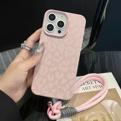 Leopard Pattern Shockproof Phone Case with Chain Lanyard - iPhone 15 Plus (SC04 - FE - T1910 - PJ07)