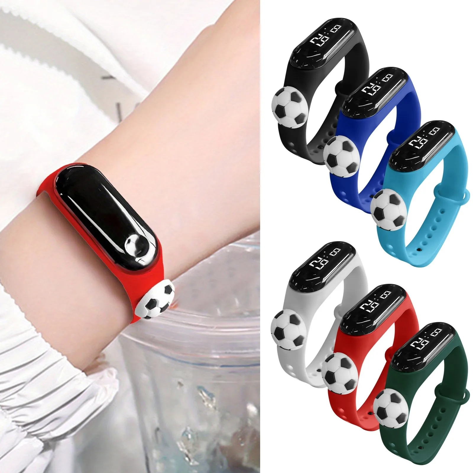 Children'S Bracelet Watch Football Decoration Cartoon Watch Suitable For Students Outdoor Electronic Display Time Watches 2