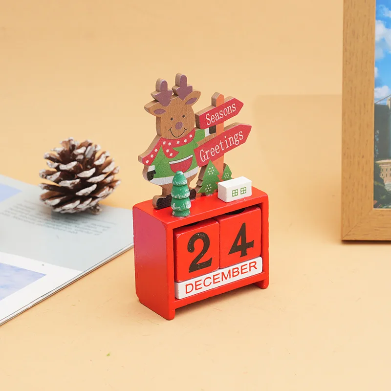 Festive Wooden Countdown Calendar with Santa and Snowman - DIY Tabletop Christmas Decoration