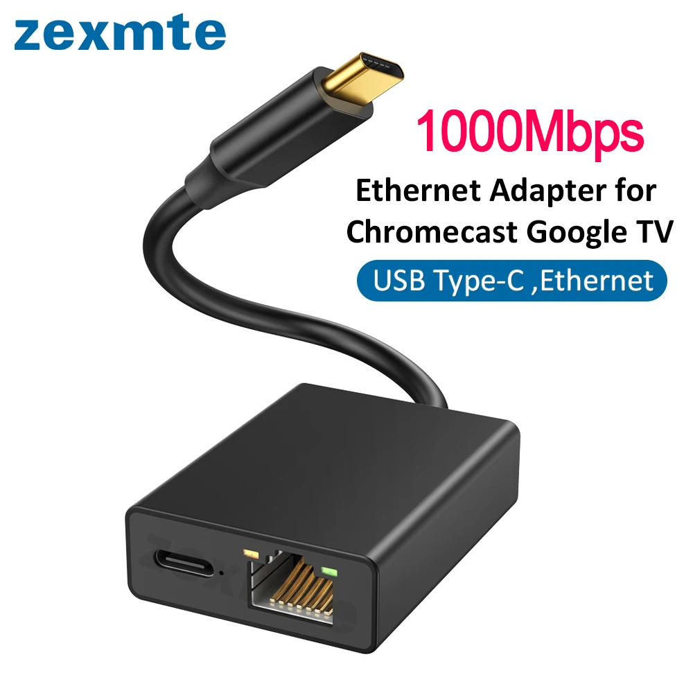 Zexmte-Adaptateur Ethernet pour Dnomecast 4K, Google TV, USBC, Type-C vers 1000Mbps, Carte réseau pour Smartphones, Tablettes, Android, Formateurs