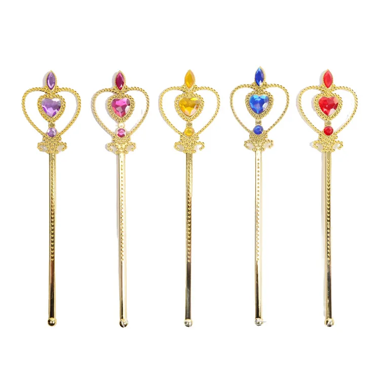 공주 소녀 왕관 머리장식 어린이 요정 지팡이 장난감 어린이용 황금 마법 지팡이 세트 머리띠 해외 무역 요정 지팡이 최고의 선물