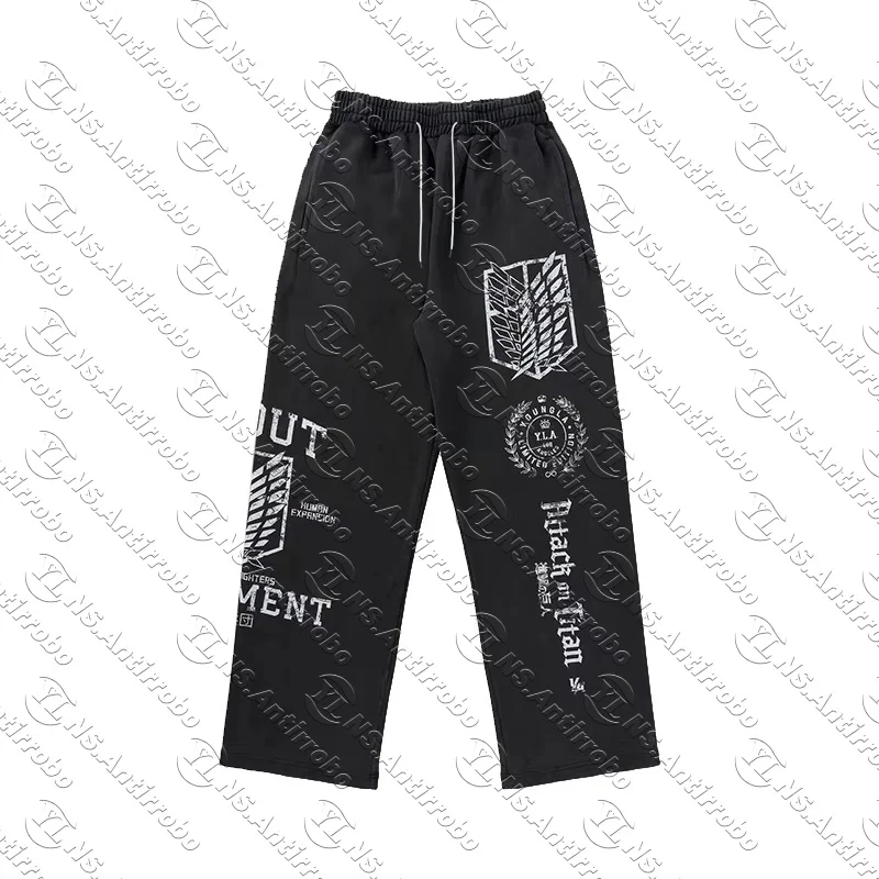 Trendige junge amerikanische Mode, Zusammenarbeit, Anime-Jogginghose, weites Bein, lässige Jogginghose, Hip-Hop, Street-Style, Frottee-Druck – Detail 11