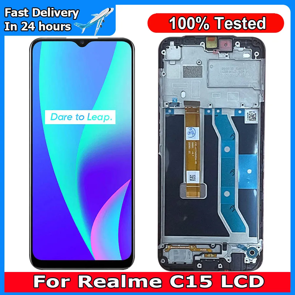 

6.5'' New For Realme C15 RMX2180 LCD Display Screen Touch Panel Digitizer Screen Replacement With Frame For Realme C15 LCD