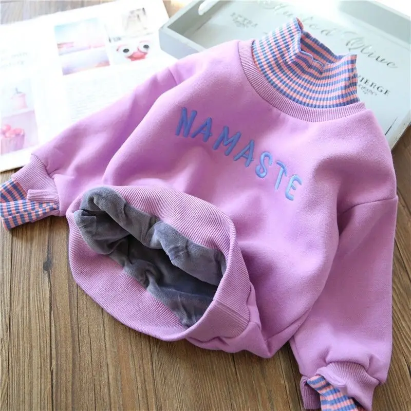 

Children's Sweatshirt Autumn Winter Fashion High-Collar Toddler Clothes Kids Plus Velvet Warm T-Shirt Baby Boys Girls Tops