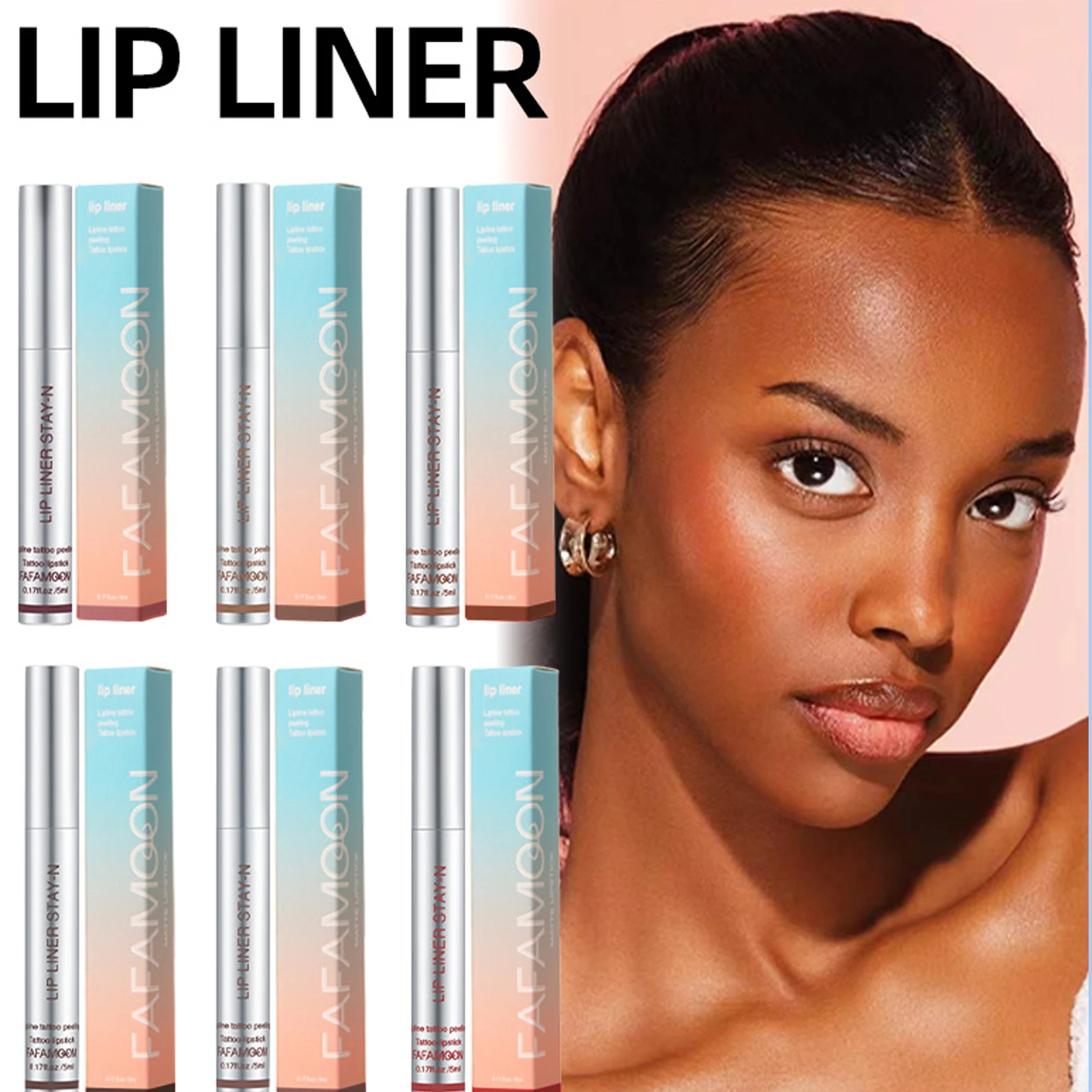 6-color lip liner peel-off lip liner tattoo peel-off gloss long-lasting gloss for Women's Make, lip makeup,lip glaze,lip lacquer,lip tint,lip stain,lip gloss