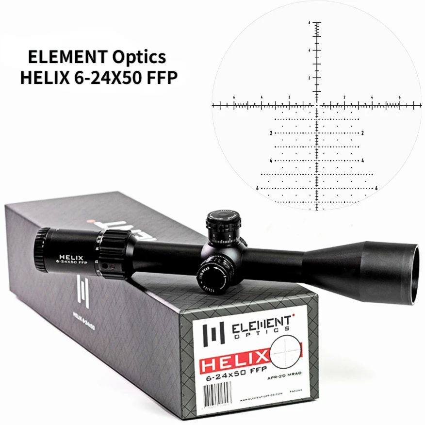 

ELEMENT Optics HELIX 6-24X50 FFP First Focal Plane Riflescope w/ Zerostop 30mm Tube APR-2D MRAD Reticle Rifle Scope Sight Luneta