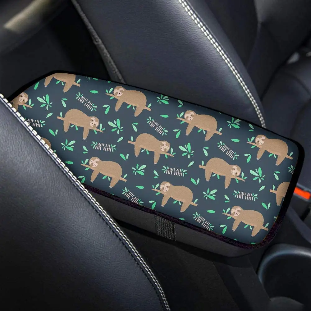 

UNICEU Cute Design Center Console Pad Cute Sloths Printed Car Armrest Pad Seat Box Cover Protector for Most Vehicle SUV Truck Va