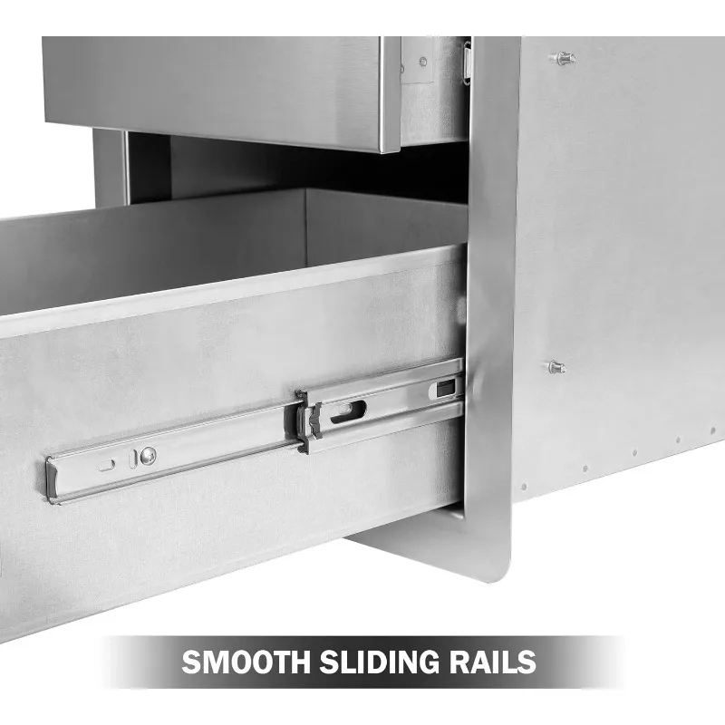 Stanbroil Outdoor Kitchen Drawers Stainless Steel-15W x 21.5H x 23D Inch, Triple Access Drawer Flush Mount for Outdoor Kitchen