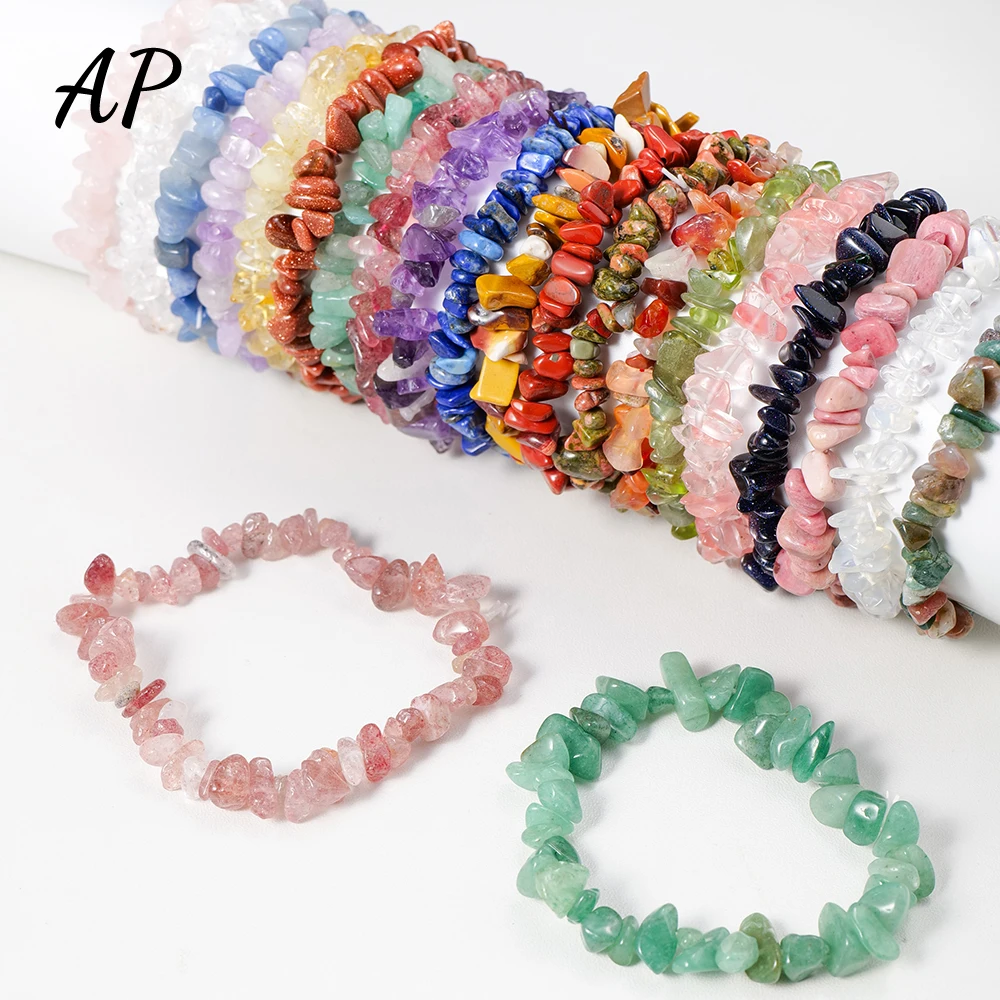 

1pc Natural Quartz Amethyst Gravel Stretch Bracelet Irregular Crystal Chakra Hand String Handmade Bracelet Women Gifts