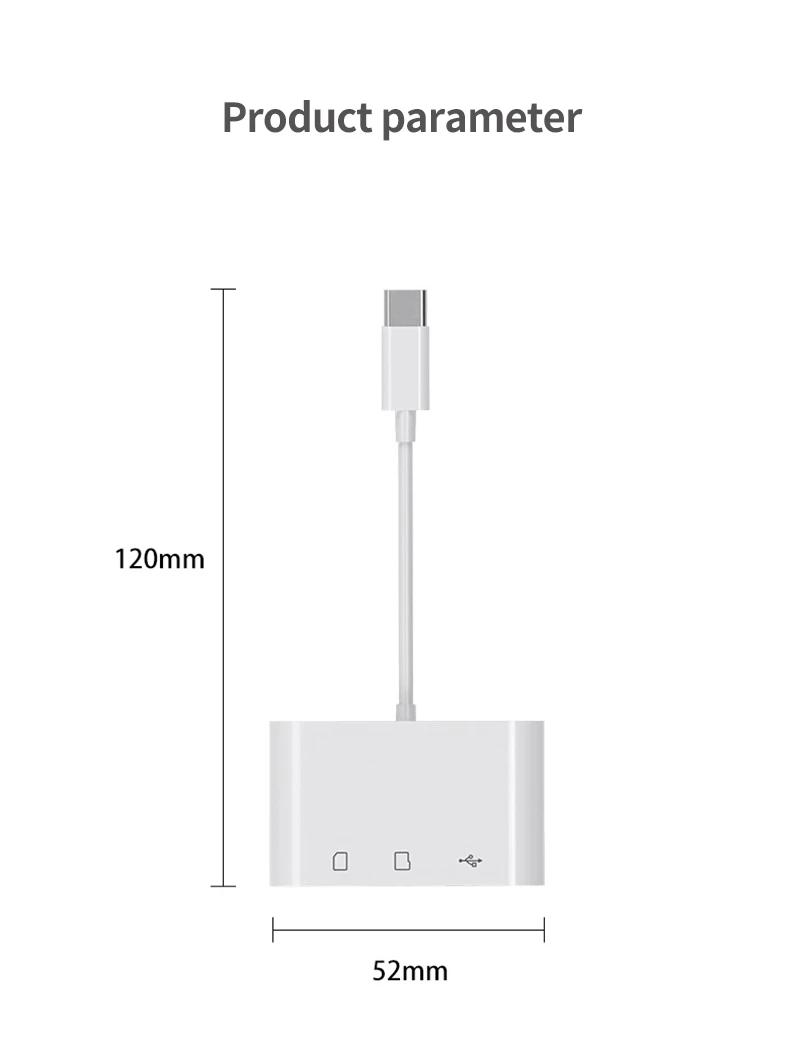 Multi 3 in 1 USB Type C Card Reader to SD TF USB Connection Smart Memory Card Reader Adapter for Macbook Pro Type-C Port