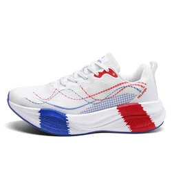 Men's Comfortable Breathable Running and Outdoor Casual Shoes - 39 (White blue red)