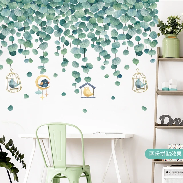 Un lot de Stickers Plante,Autocollant Mural Plante Verte Feuille Palmier  Autocollants,Stickers Feuillage, Sticker Mural Plante Tropicale, Convient