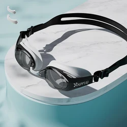 Premium Waterproof Adult Swim Goggles with Anti-Fog & UV Protection (Grey Black)