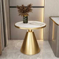 Table d'appoint ronde de luxe avec plateau en marbre et base en métal, table d'appoint moderne pour petit espace, salon, chambre à coucher, hôtel 2