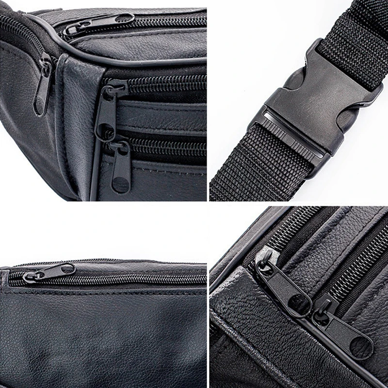 Fashion Men Leather Waist Packs City Walking Men Organizer Travel Waist Pack Necessity Belt Mobile Phone Bag