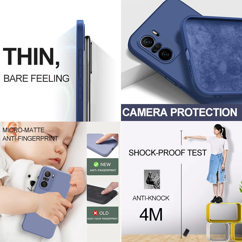 Square Liquid Silicone Phone Case For Poco X3 X4 Pro NFC F3 GT M3 M4 Pro 5G For Xiaomi Redmi Note 11 10S 10 9S 9 8 Pro Max Cover