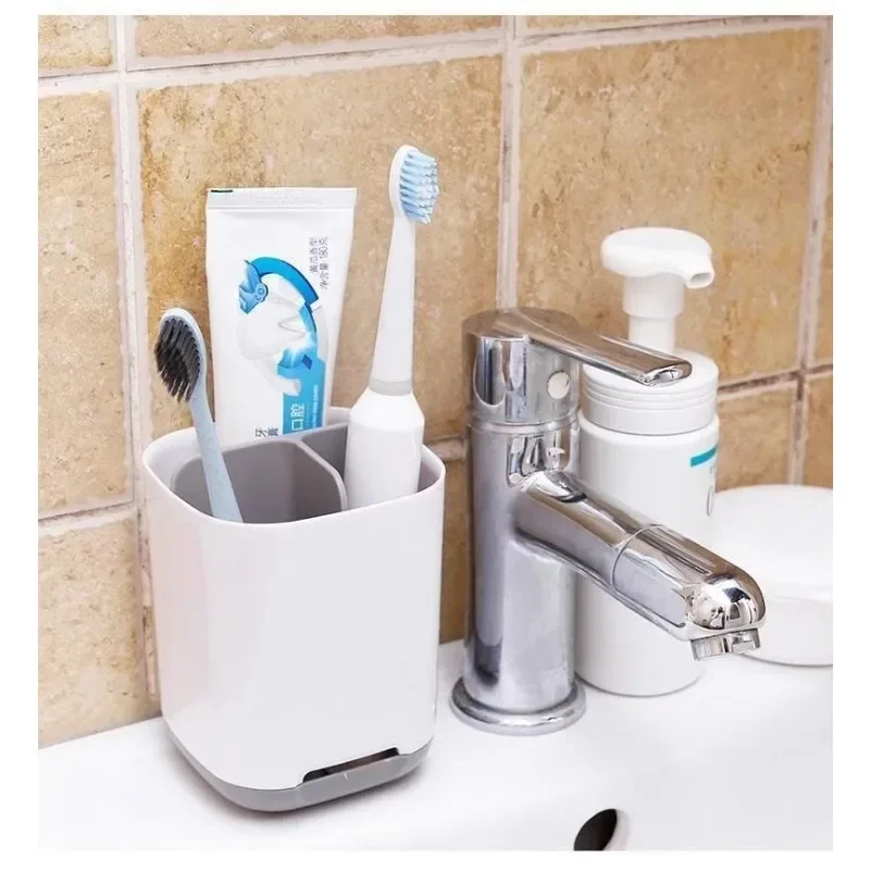 Electric Toothbrush Makeup Brush Holder Toothpaste Storage Case Large Capacity Detachable Portable with Drain Hole Storage Rack