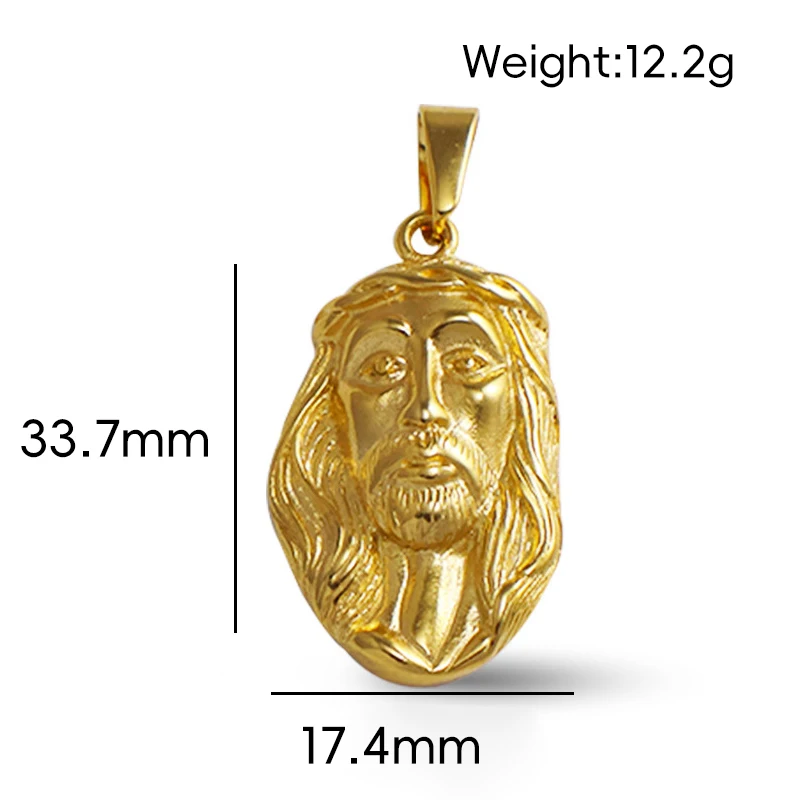 Jesus-Anhänger aus 18 Karat vergoldetem Edelstahl – klassischer Hip-Hop-Stil, ideales Geschenk für Männer für den täglichen Gebrauch – Detail 4