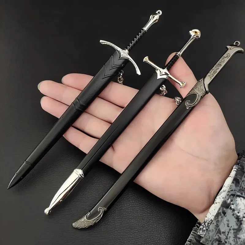 18-22cm Lord of F Rings Medieval Weapon Glamdring Aragorn Narthil Sword Metal Katana Samurai Sword Keychain Ornaments Gifts Toy 4