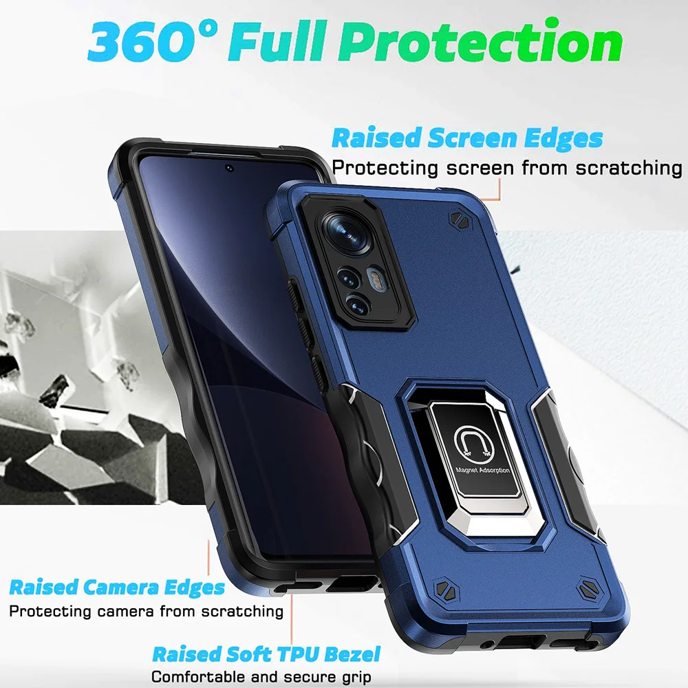 KEYSION Shockproof Armor Hülle für Xiaomi 12 12X 12 Pro, Silikon+PC-Ring, Standfunktion, Handyhülle für Xiaomi Mi 12S Pro_voghion.com