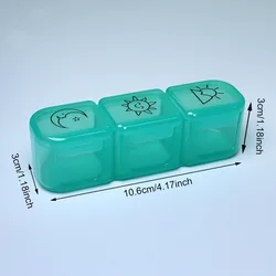 Portable Black Pill Organizer with 21 Weekly Compartments (Blue 3 grids)